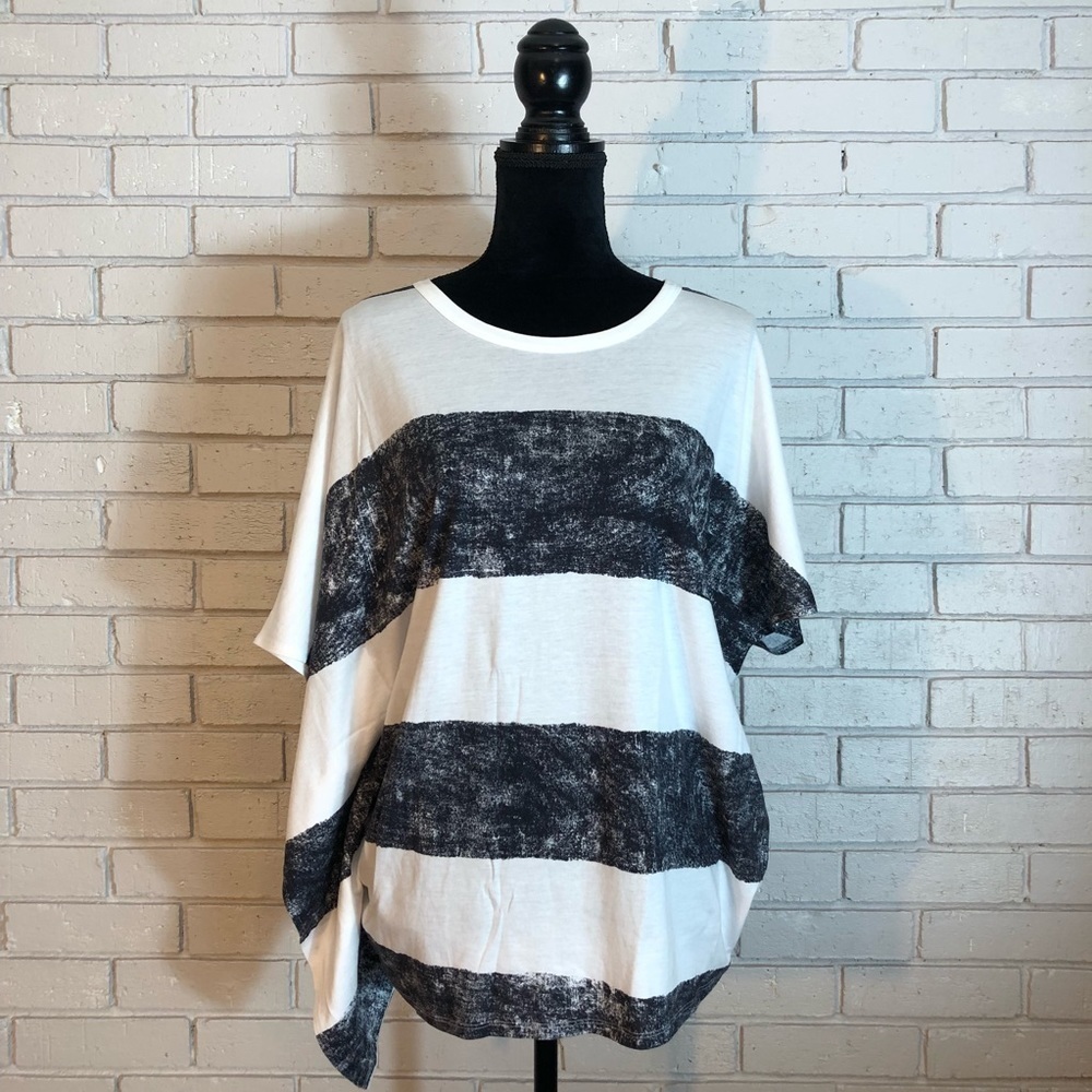 Pure Dkny Asymettrical Striped Top - Size M